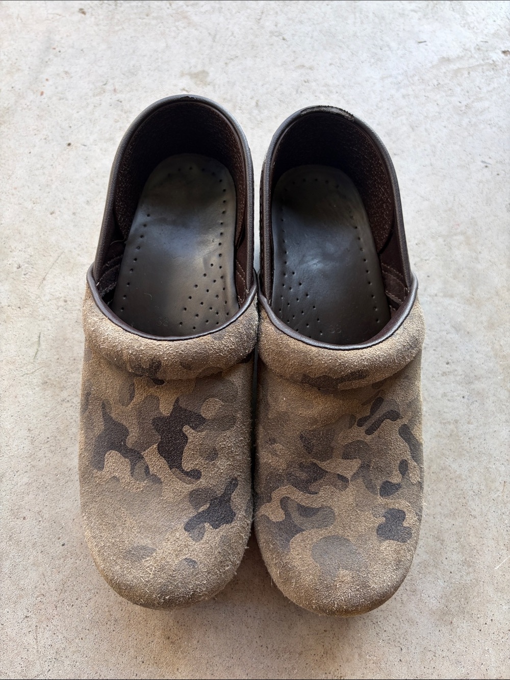 Dansko Leather Camo Clogs